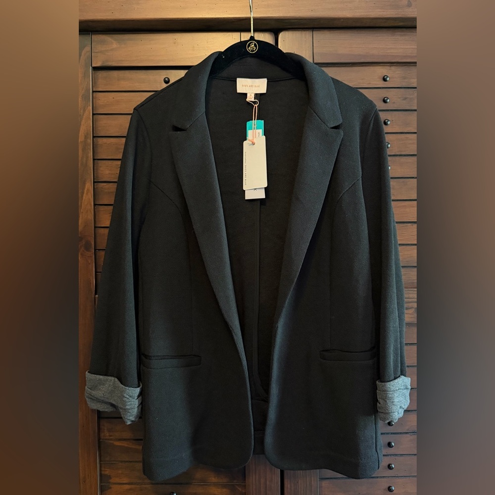 Skies Are Blue Black Blazer with Gray Accents